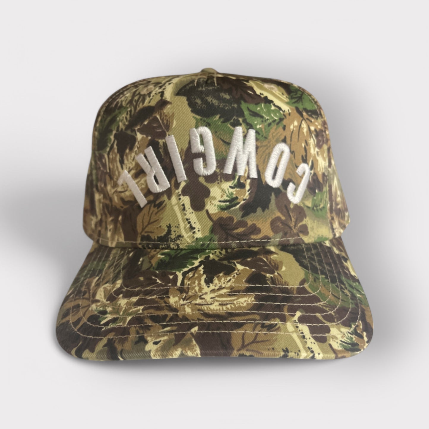 Cowgirl Upside Down Camo Trucker Hat