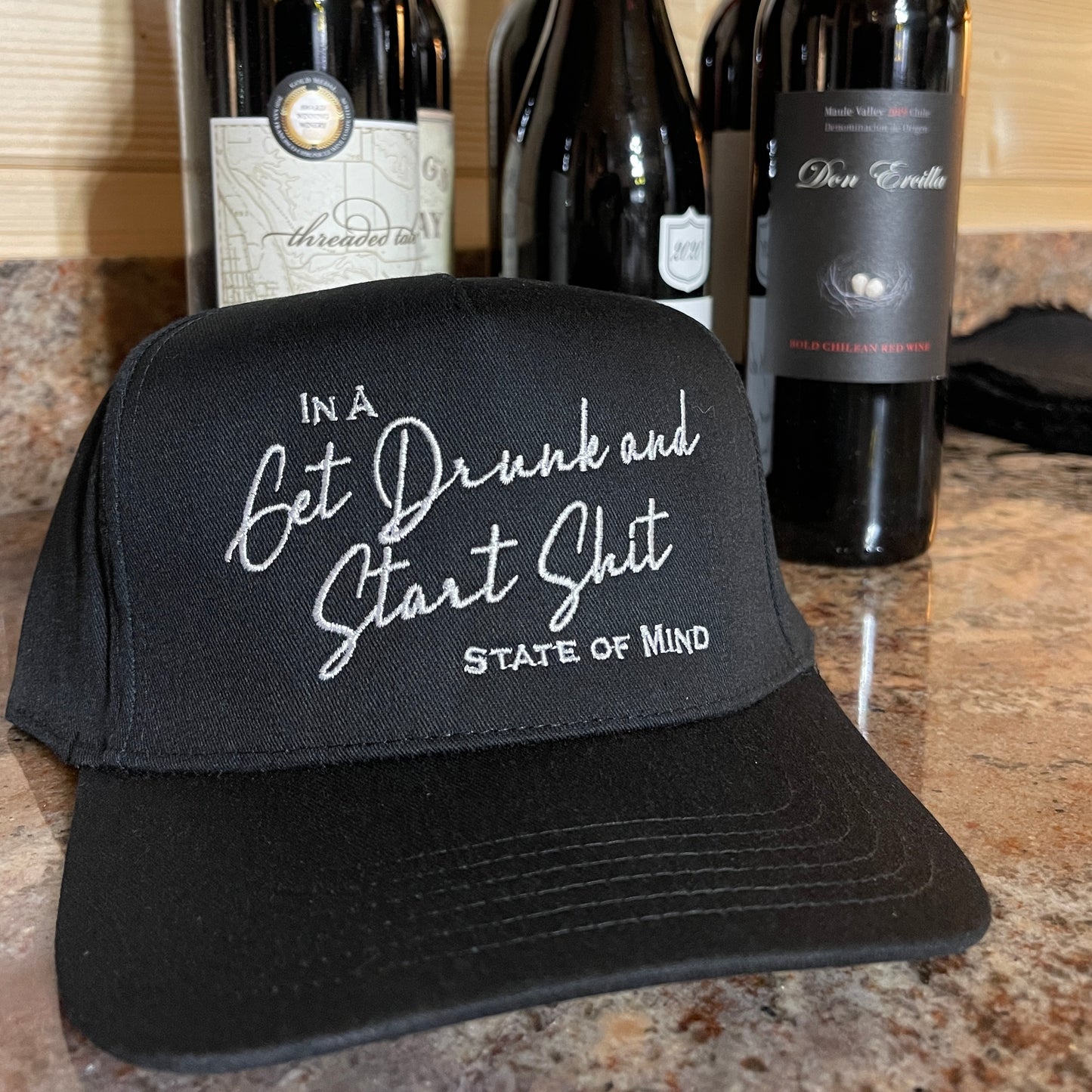 Get Drunk and Start Shit State of Mind Classic Trucker Hat | Black