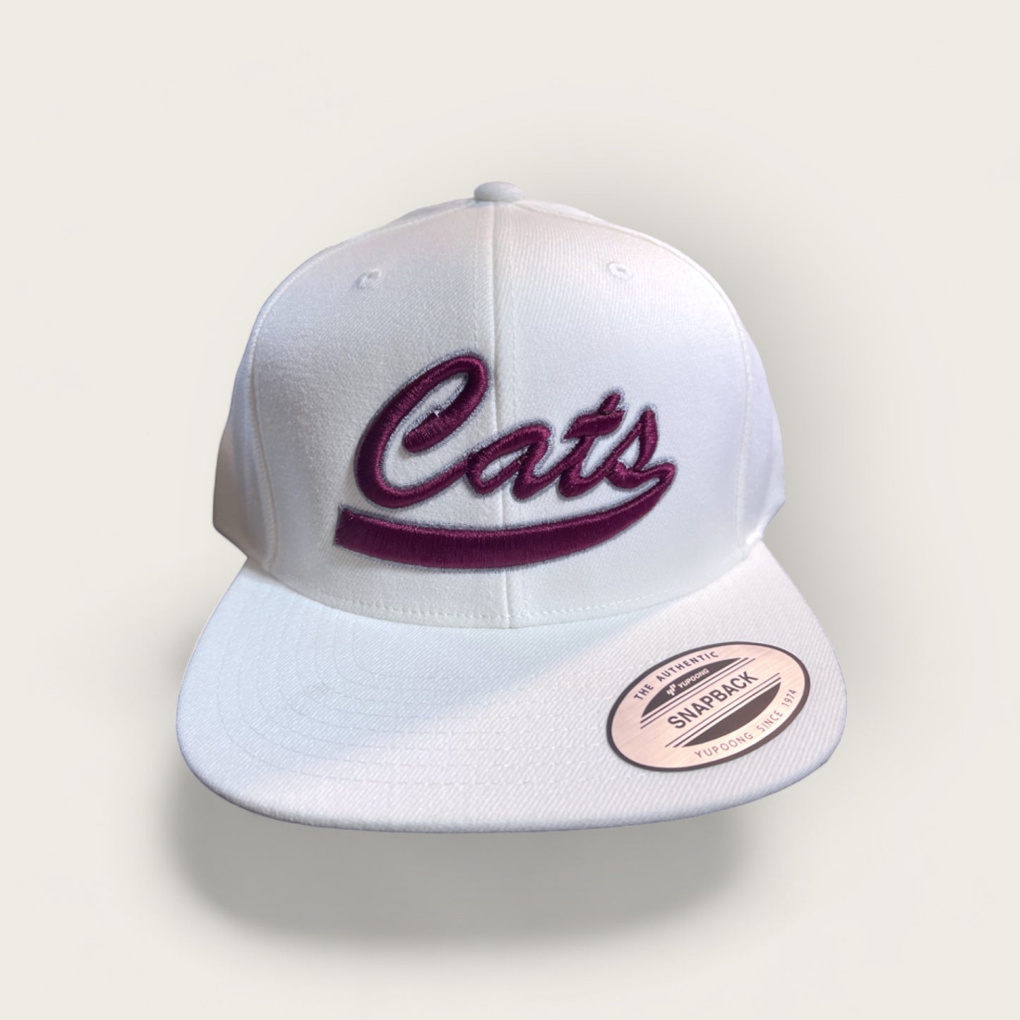 Cats Swoosh 3D Embroidery | Flatbill Wool Blend Snapback | White