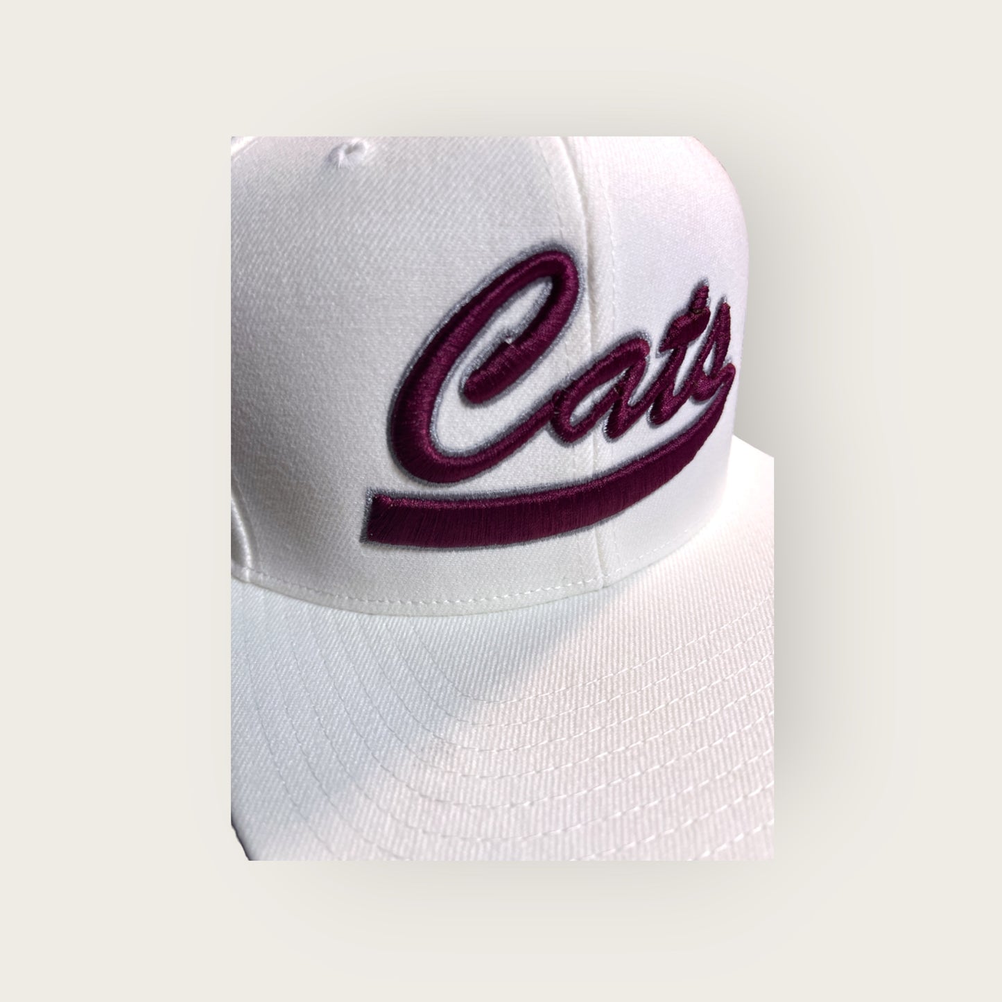 Cats Swoosh 3D Embroidery | Flatbill Wool Blend Snapback | White