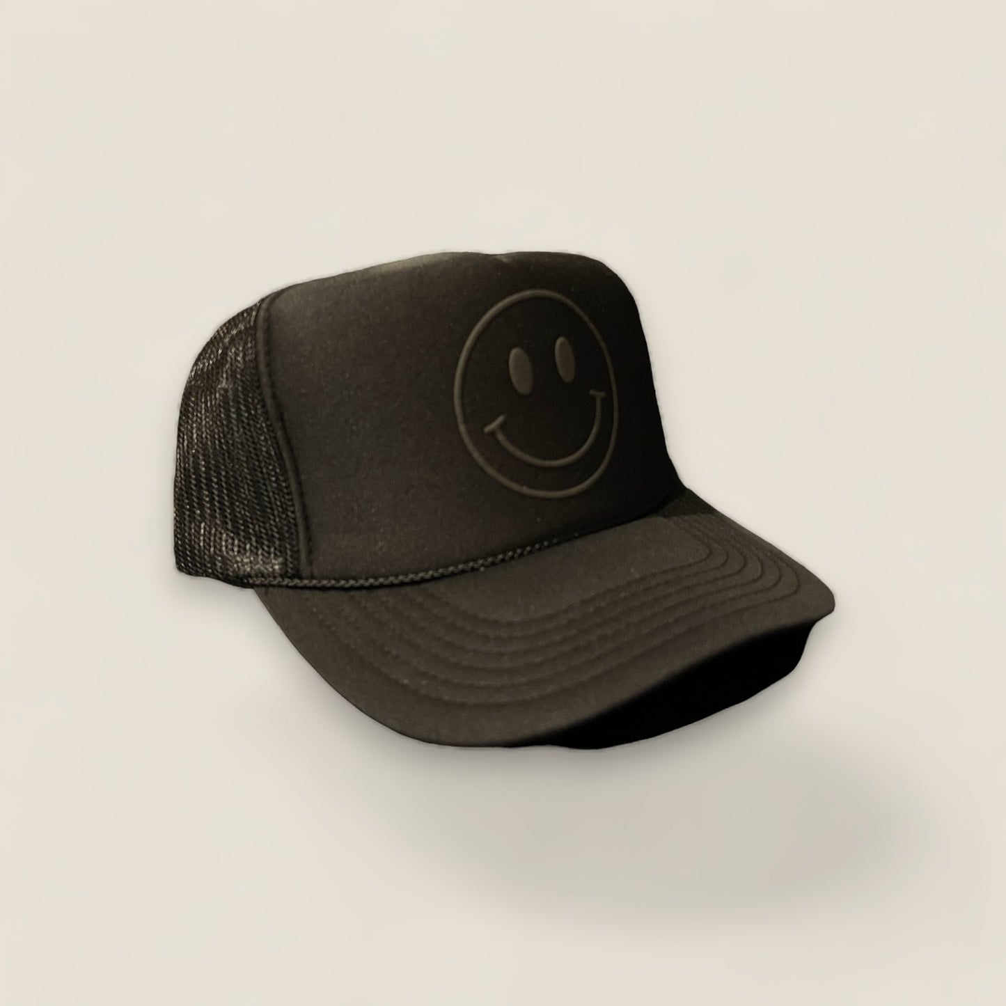 Happy Face Monochrome Trucker Hat | Black