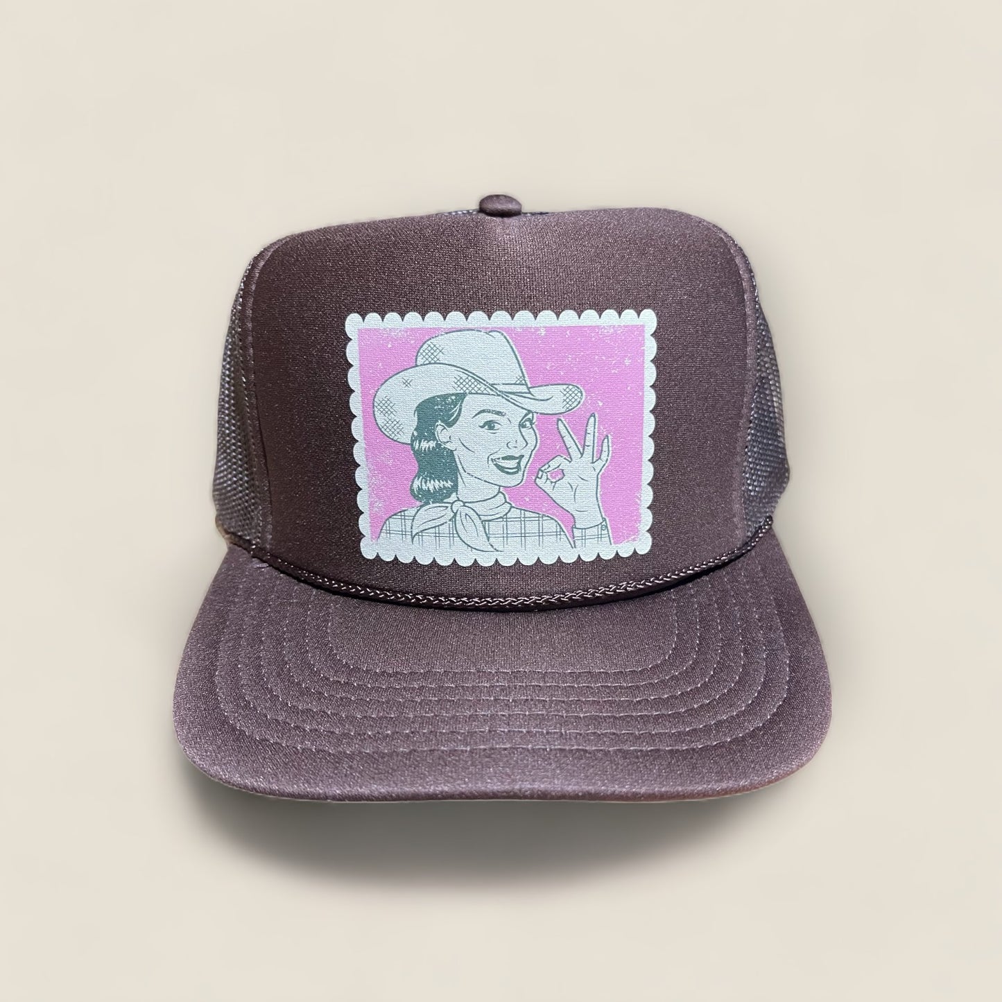 Okay Cowgirl Trucker Hat | Brown