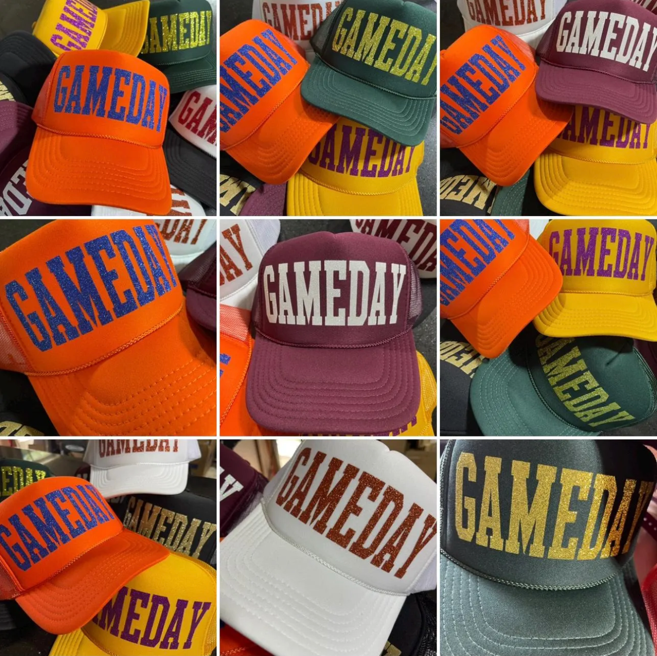 Custom Glitter Gameday Trucker Hat