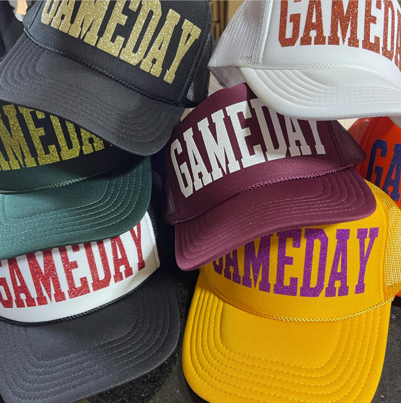 Custom Glitter Gameday Trucker Hat