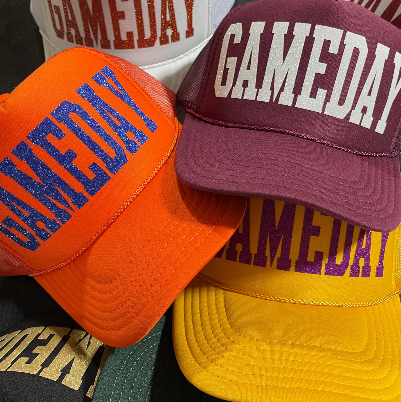 Custom Glitter Gameday Trucker Hat